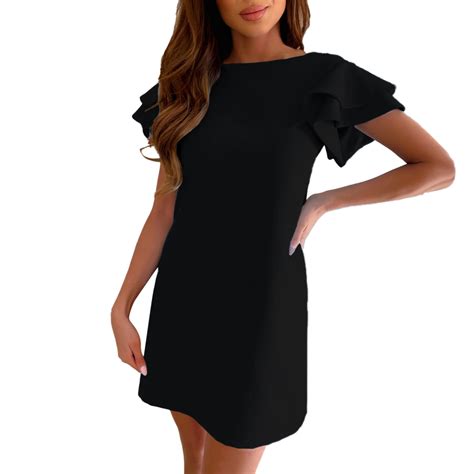 Entyinea Women S 2024 Summer Midi Dress Short Sleeve Side Slit Flare