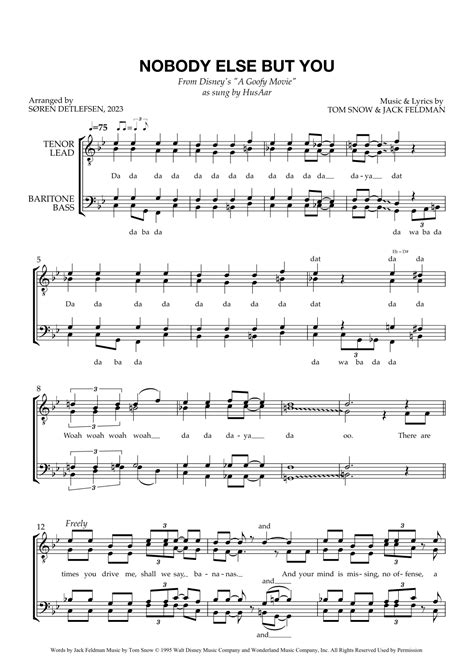 Nobody Else But You Arr S Ren Detlefsen By Tom Snow Sheet Music For