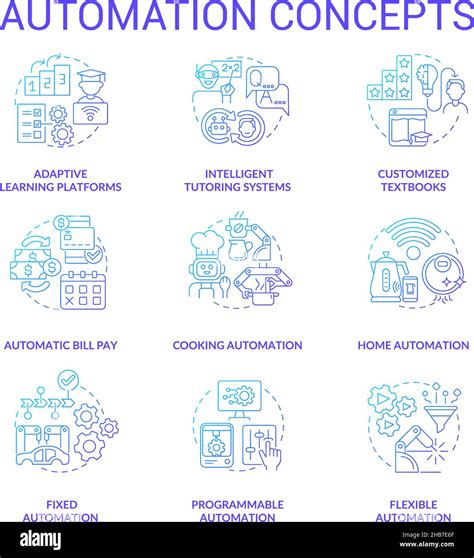 Automation Blue Gradient Concept Icons Set Stock Vector Image And Art Alamy