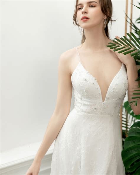 Soft V Neckline Laces And Satin Modify Aline Wedding Dress Gwm1858