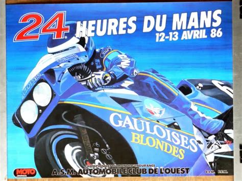 Affiche Ancienne Heures Du Mans Moto Sonauto Poster Course Eur