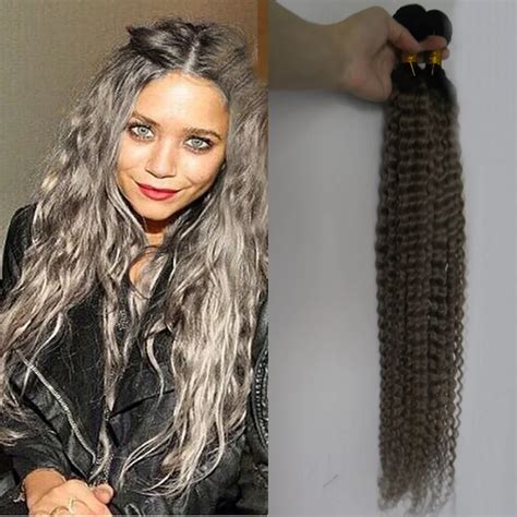 afro Kinky Curly Grey Hair Weave 100% Virgin Silver Extensions Deep ...