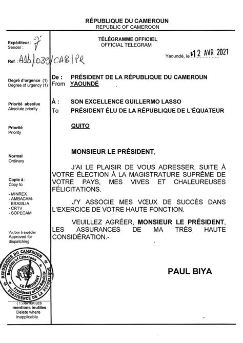 Cabinet Civil Prc On Twitter Le Pr Sident Paul Biya Adresse Ses