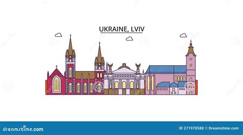 Ilustração Do Vetor De Viagem Urbana Do Turismo Ukraine Lviv Ilustração