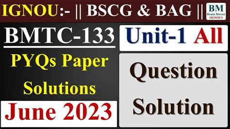 Bmtc Previous Year Questions Papers Solutions June Ignou