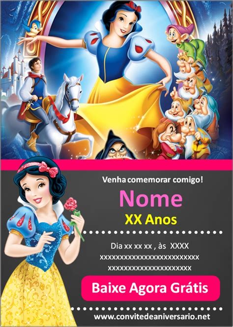 Convites Branca De Neve Convites