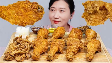 Asmr Bbq 황금올리브치킨 닭다리 닭껍데기튀김 리얼사운드 먹방 Fried Chicken Eating Show Youtube