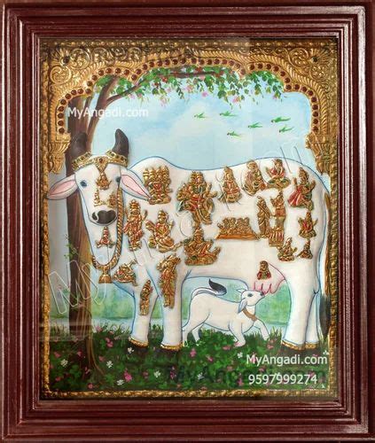 Teak Wood Frame Fine Finish Komatha Tanjore Painting For Wall Hangings