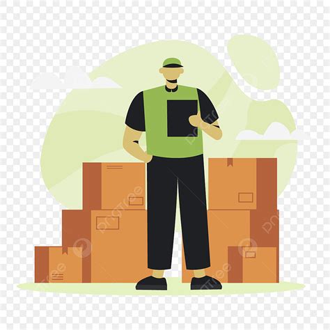 Delivery Man Courier Vector Art PNG Delivery Man Checking Goods For