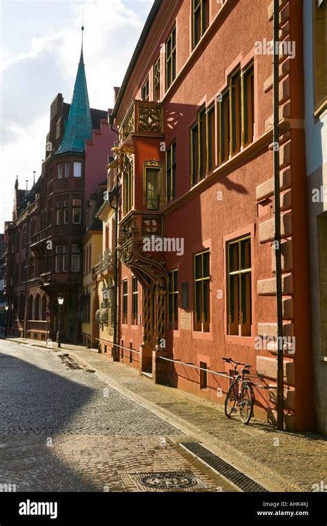 Old town street scene in Freiburg Stock Photo - Alamy