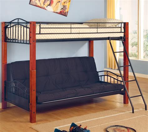 Coaster Haskell 2249 Metal And Wood Casual Twin Over Futon Bunk Bed