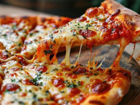 Premium Photo Closeup Of A Cheese Pizza Slice Being Lifted