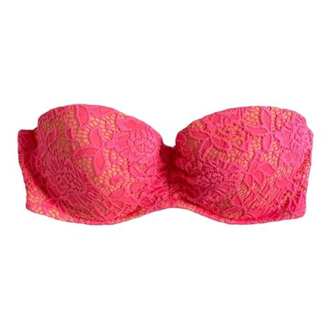 Victoria S Secret Swim Victorias Secret Neon Pink Strapless Bikini