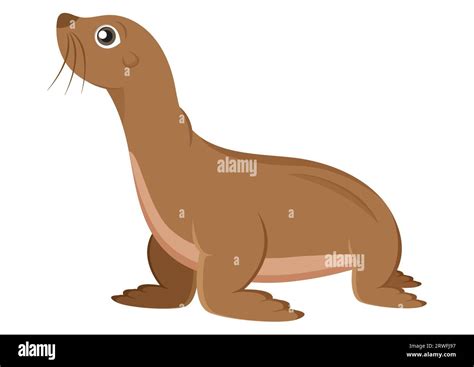 Brown Fur Seal Cartoon Character Vector Isolated On White Background