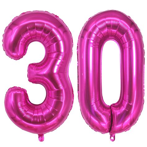 Buy Hot Pink Number 30 Balloon Dark Pink Number 30 Balloon Jumbo Giant Big Large Number 30 Foil