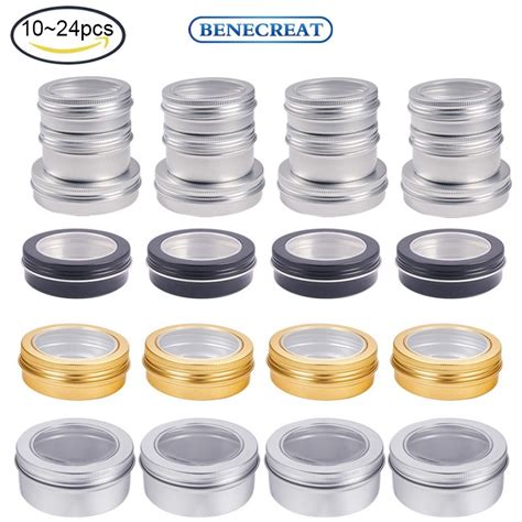 Benecreat 10~24pcs 25~150ml Tin Empty Aluminum Can Round Aluminum Cans Screw With Lid Containers