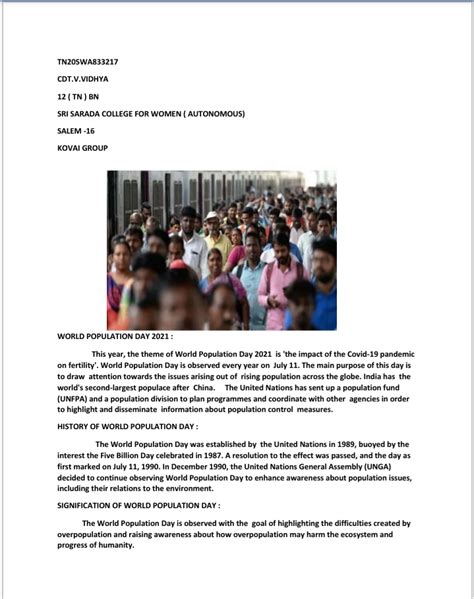 Articles On World Population Day India Ncc