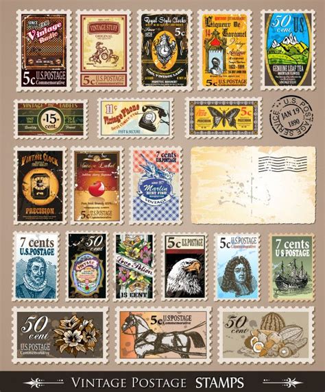 Coleção De Selos Postais Vintage Vintage Postage Stamps Postage