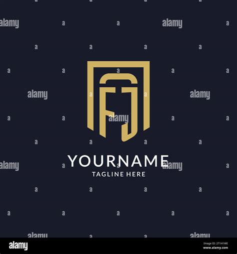 FJ Logo Initial With Geometric Shield Shape Design Style Vector Graphic