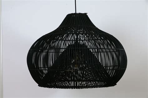 Hanglamp Rotan Cm Zwart Vol Verlichting