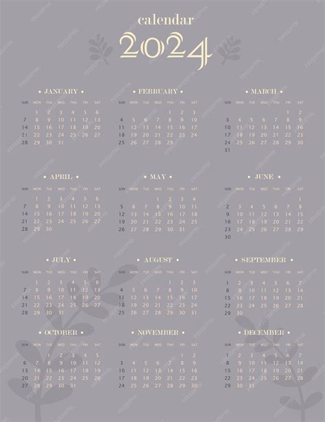 Premium Vector | Hand drawn annual calendar template