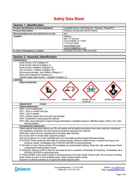 Phenol 1-SDS | PDF | Toxicity | Firefighting