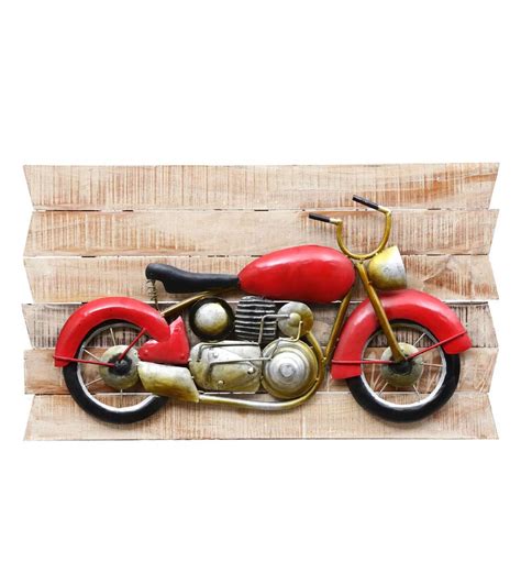 Buy Wrought Iron Bike Wall Art In Red By Malik Design Online