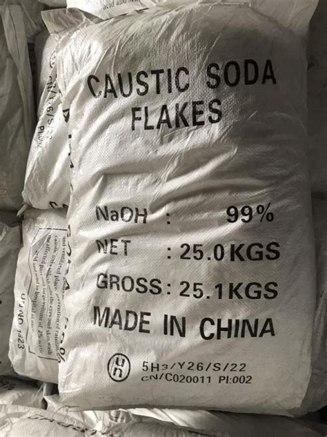 Xút vảy NaOH 99 Caustic Soda Flakes 25kg bao Trung Quốc Ấn Độ