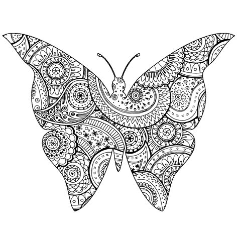 Butterfly Shape With Patterns Butterflies And Insects Adult Coloring Pages Page Relaxation