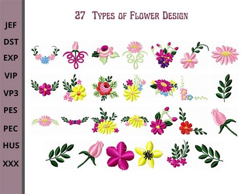 Flowers Embroidery Embroidery Designs Beautiful Flower With Leaf Machine Embroidery Design