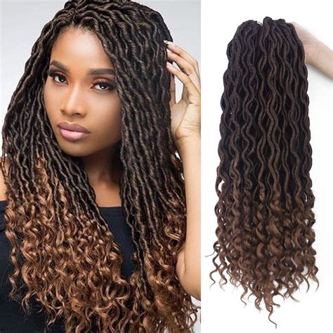 Buy Goddess Locs Crochet Hair 18 Inch 6 Packs Wavy Curly Ends Goddess Faux Locs Crochet Hair For