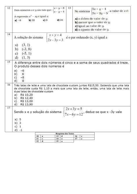 Mat Utfrs 13 Sistemas De Equacoes Exercicios PDF