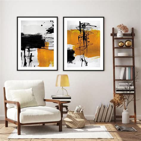 Dupla De Quadros Decorativos Abstrato Pincel E Texturas De Coração