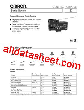 Z 15GQ B Datasheet PDF Omron Electronics LLC