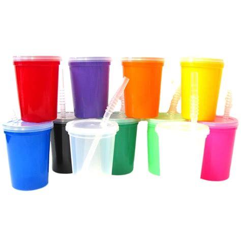 Talisman, Small Plastic Drinking Glasses, Lids and Straws, 12 Ounce, 12 ...