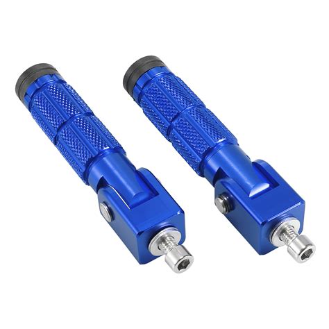 Unique Bargains 1 Pair Blue Motorcycle Folding Foot Pegs Aluminum Alloy Motor Footrests Pedals