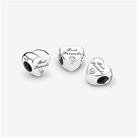 Polished Best Friends Heart Charm Sterling Silver Pandora Sg