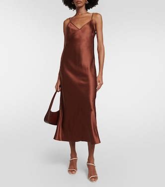 Clea Silk Satin Midi Dress In Brown Joseph Mytheresa