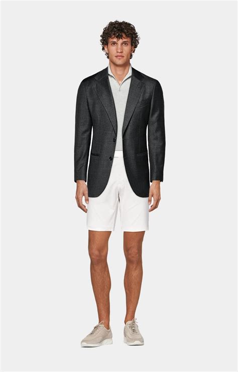 Off White Slim Leg Shorts In Stretch Cotton Suitsupply Us