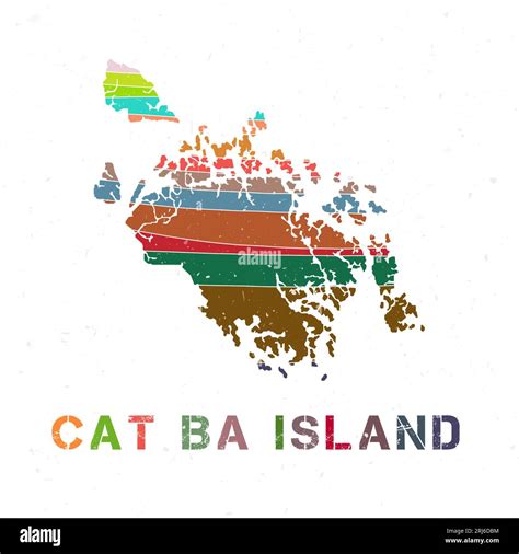 Cat Ba Island Map Design Shape Of The Island With Beautiful Geometric