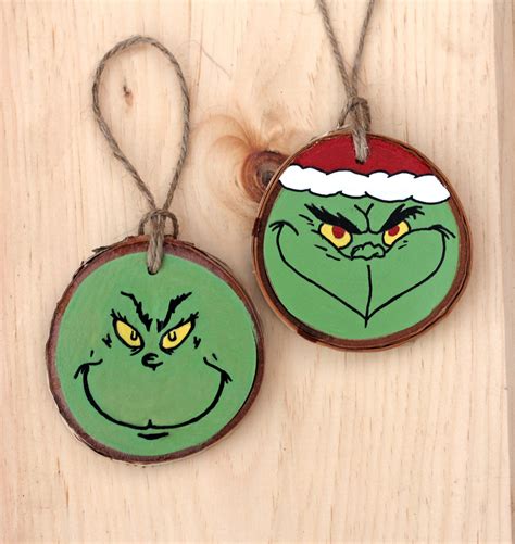 Grinch wood slice ornament. Choose from style 1 (Santa hat) or 2. Every ...