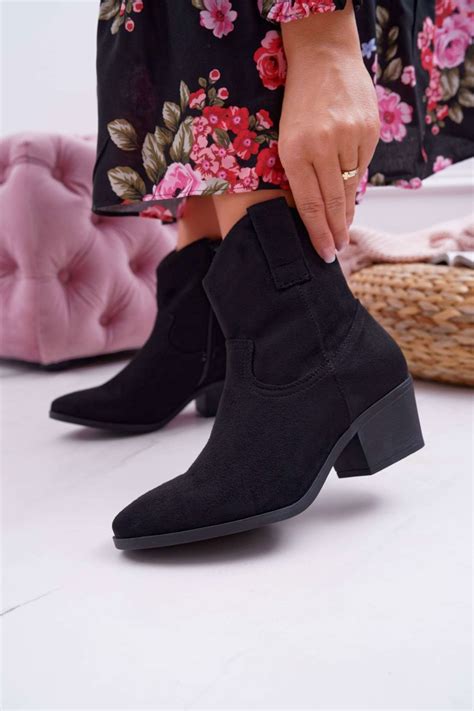 Womens Flat Heel Cowboy Boots Black Telifa Cheap And Fashionable