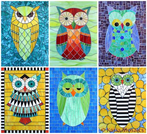 Kasia Mosaics Classes Online Owl Class Owl Mosaic Stained Glass Mosaic Art Mosaic Art