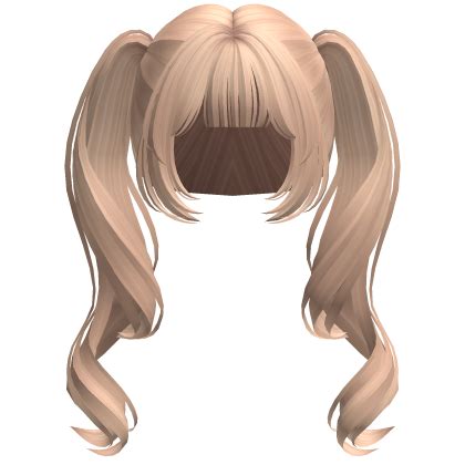 Long Thin Curly Pigtails W Bangs Blonde Roblox