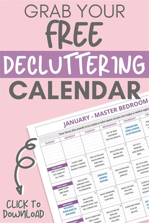 Declutter Calendar Calendar Elene Carolee