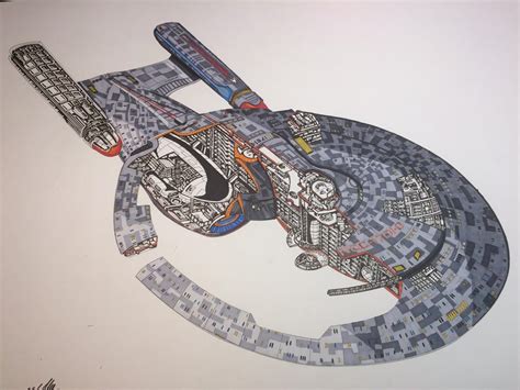 Star Trek Uss Enterprise Ncc 1701 D Cutaway Rusted Gear Art [3264x2448] Starshipporn