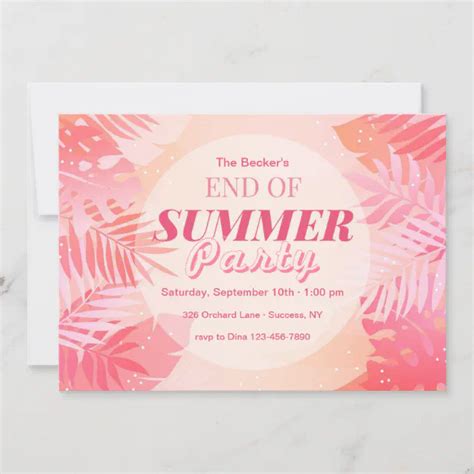 End Of Summer Party Invitation Zazzle