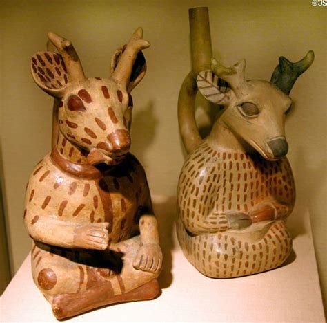 Moche Pottery Vessel Representing Deer Impersonator From Peru At Art