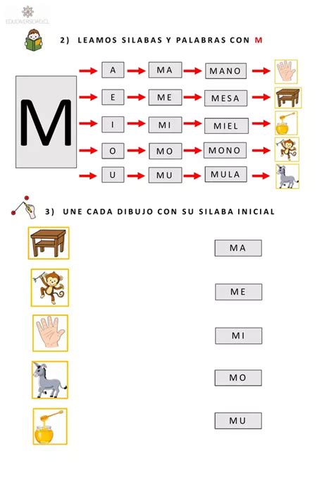 Ficha De Trabajo Consonante M Profe Social