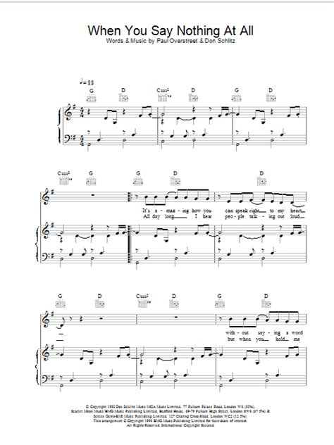 When You Say Nothing At All By Ronan Keating Sheet Music For Piano